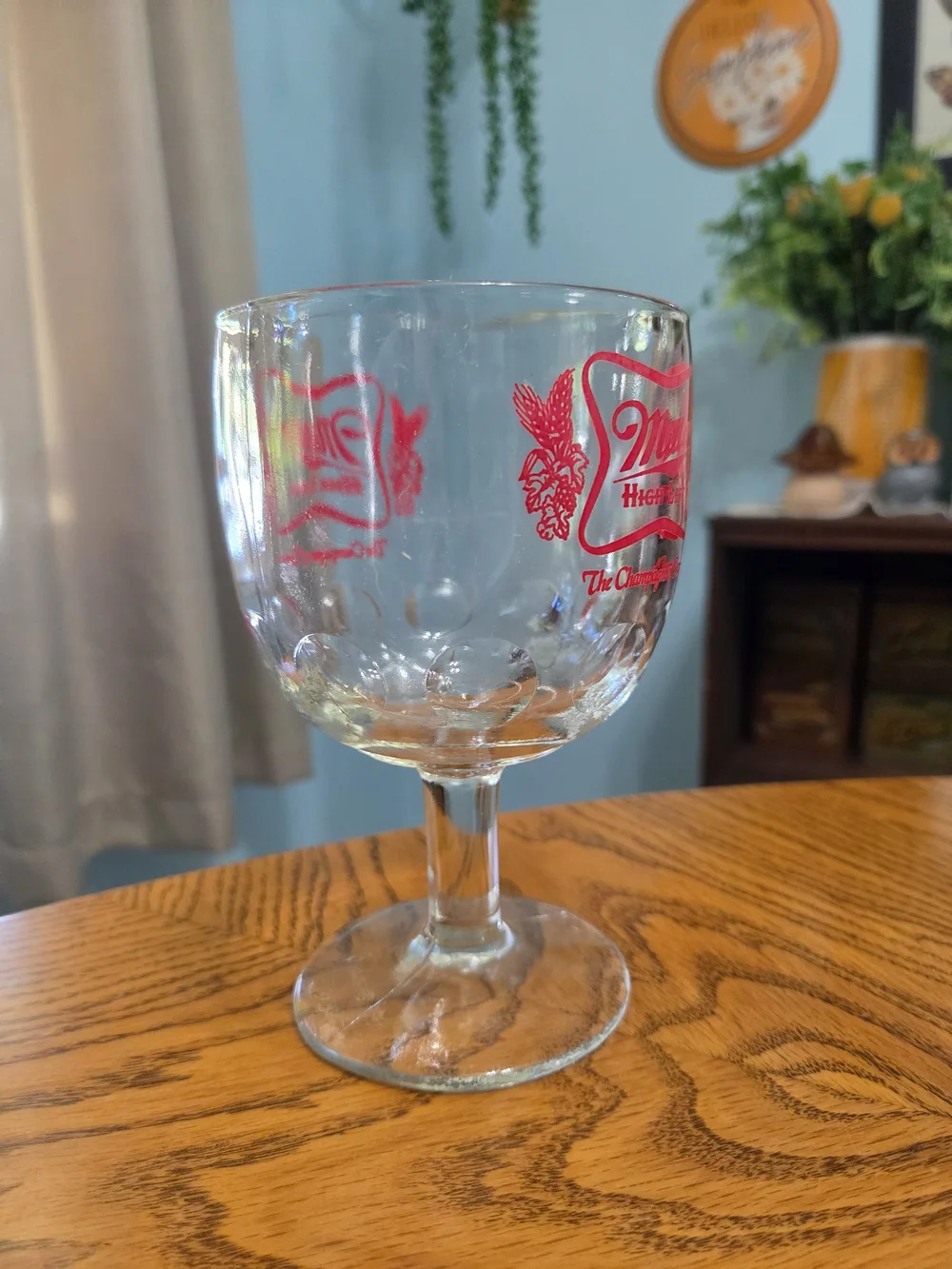 Vintage Miller High Life Champagne of Beers Pedestal Beer Goblet Glass